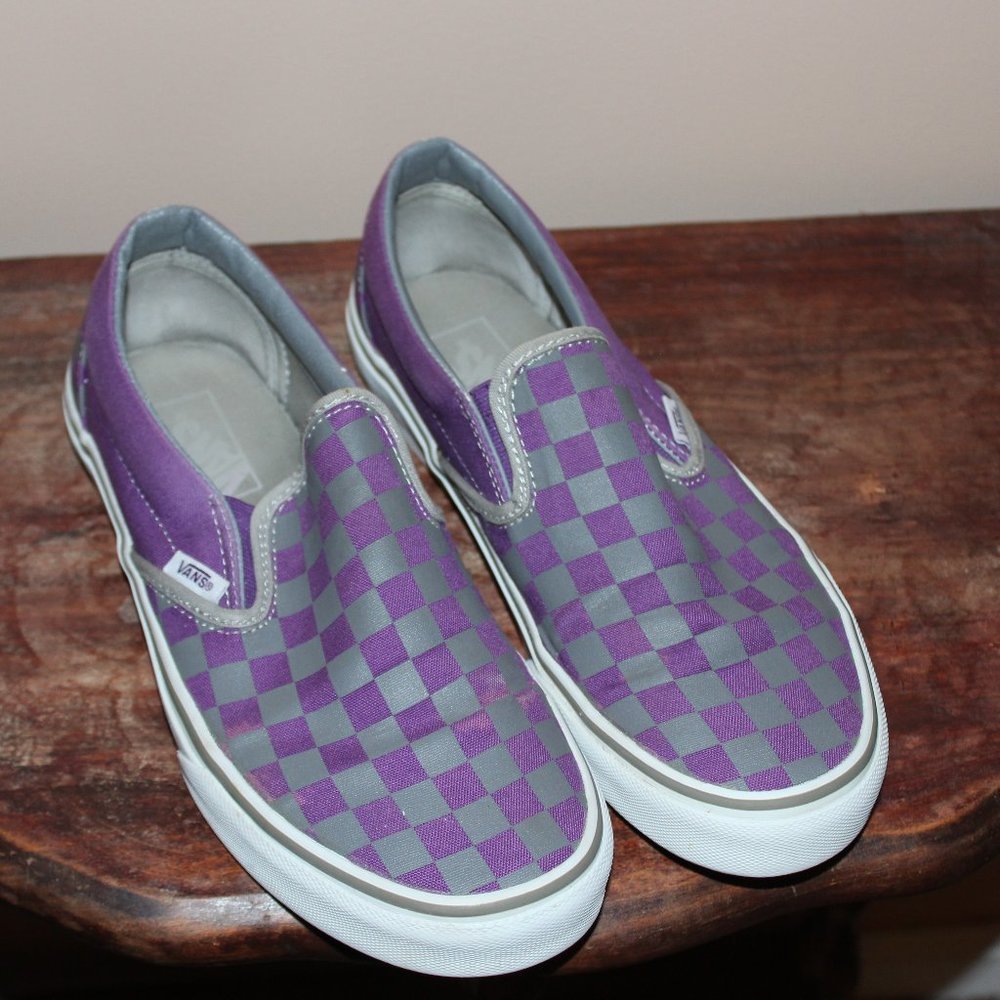 Vans Purple and Gray Checkered Sneakers